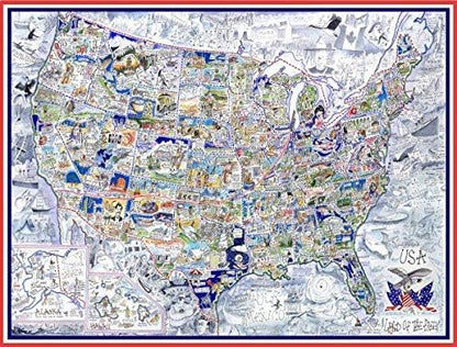 1000 Piece Jigsaw Puzzle - Comical Map Of USA By Tim Bulmer - Comical 1000 Piece Puzzles For Adults Colorful Jigsaw Puzzle 66cm X 50cm Funny Jigsaw Puzzles