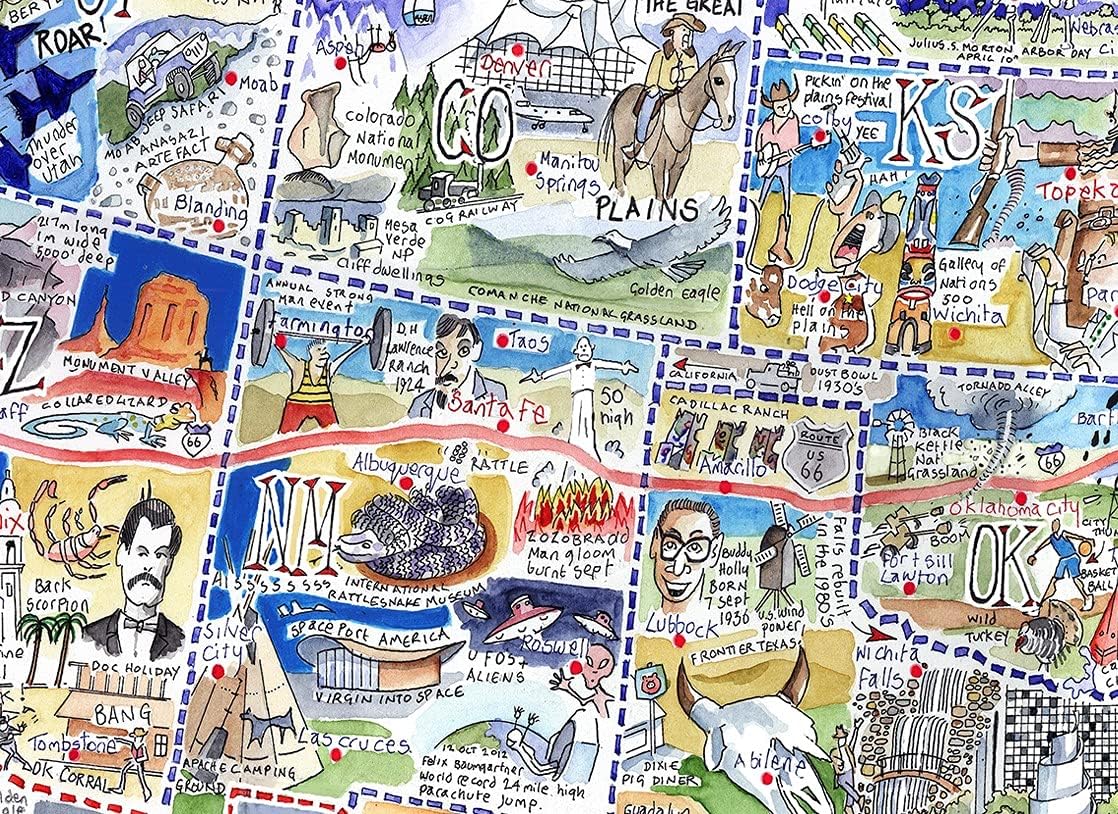 1000 Piece Jigsaw Puzzle - Comical Map Of USA By Tim Bulmer - Comical 1000 Piece Puzzles For Adults Colorful Jigsaw Puzzle 66cm X 50cm Funny Jigsaw Puzzles