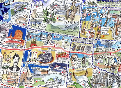 1000 Piece Jigsaw Puzzle - Comical Map Of USA By Tim Bulmer - Comical 1000 Piece Puzzles For Adults Colorful Jigsaw Puzzle 66cm X 50cm Funny Jigsaw Puzzles