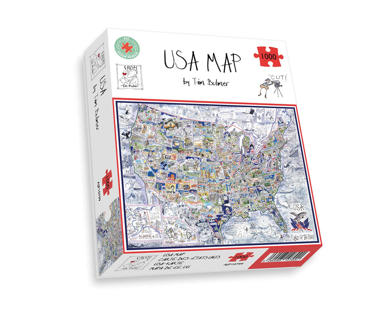 1000 Piece Jigsaw Puzzle - Comical Map Of USA By Tim Bulmer - Comical 1000 Piece Puzzles For Adults Colorful Jigsaw Puzzle 66cm X 50cm Funny Jigsaw Puzzles
