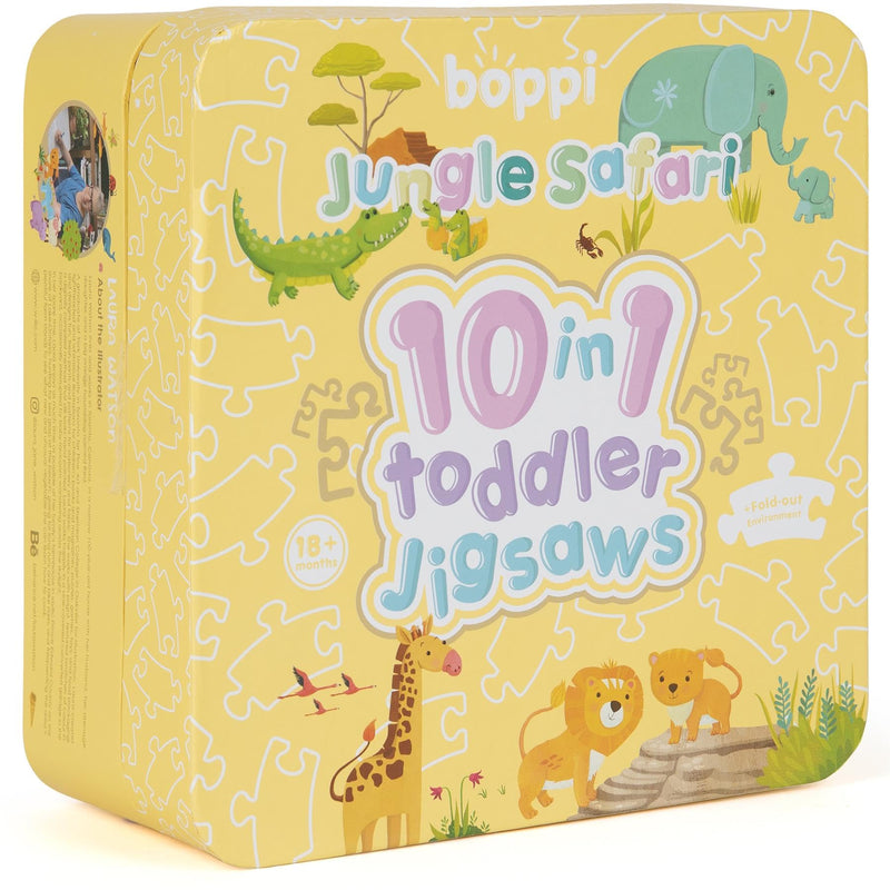 10 Puzzles in 1 Premium Progressive Jigsaw Puzzles for Toddlers 18 Months Plus With Gift Box - Jungle Animal Toddler Puzzles/Development Toys - Jungle Safari Puzzle by boppi - 100% Recycled Card