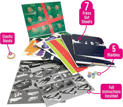 Build Your Own Pinball Machine Advent Calendar Arcade Retro Classic Toy - Eco-Friendly Cardboard Craft Kit - Ages 8+