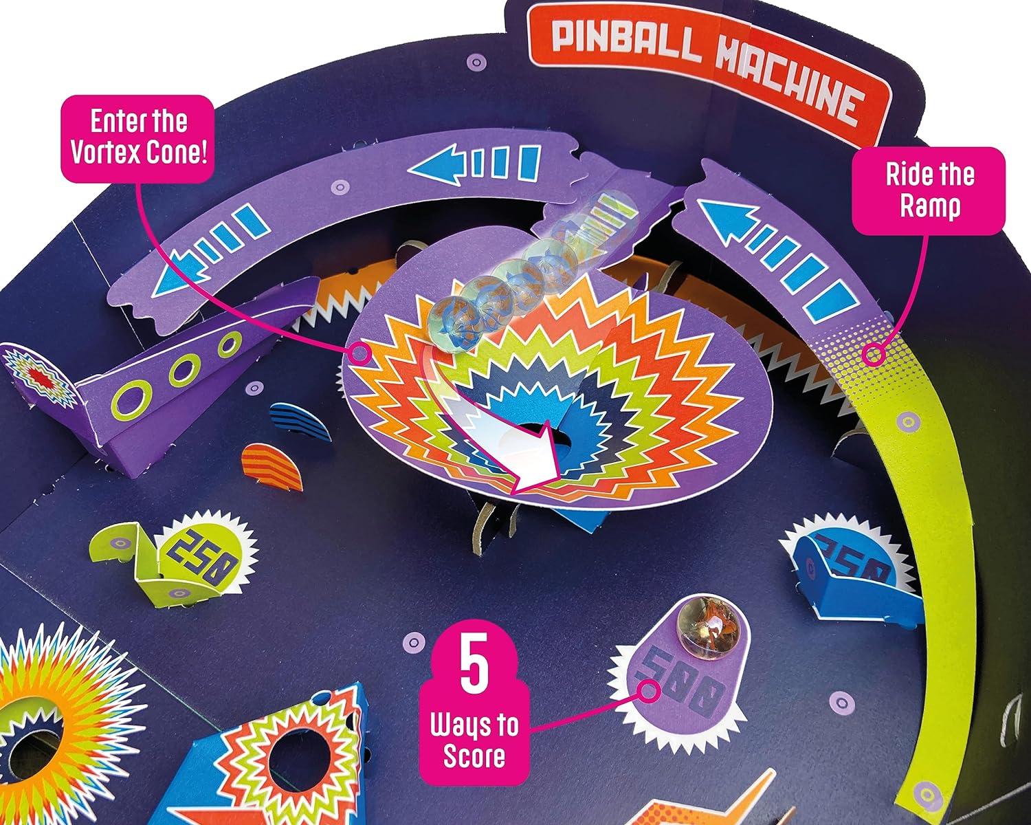 Build Your Own Pinball Machine Advent Calendar Arcade Retro Classic Toy - Eco-Friendly Cardboard Craft Kit - Ages 8+