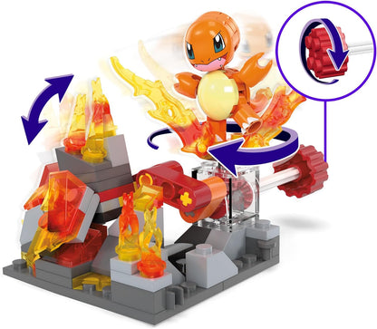 Mega Pokémon Building Toys Set Charmander’s Fire-Type Spin with 81 Pieces, 1 Poseable Character and Motion, for Kids