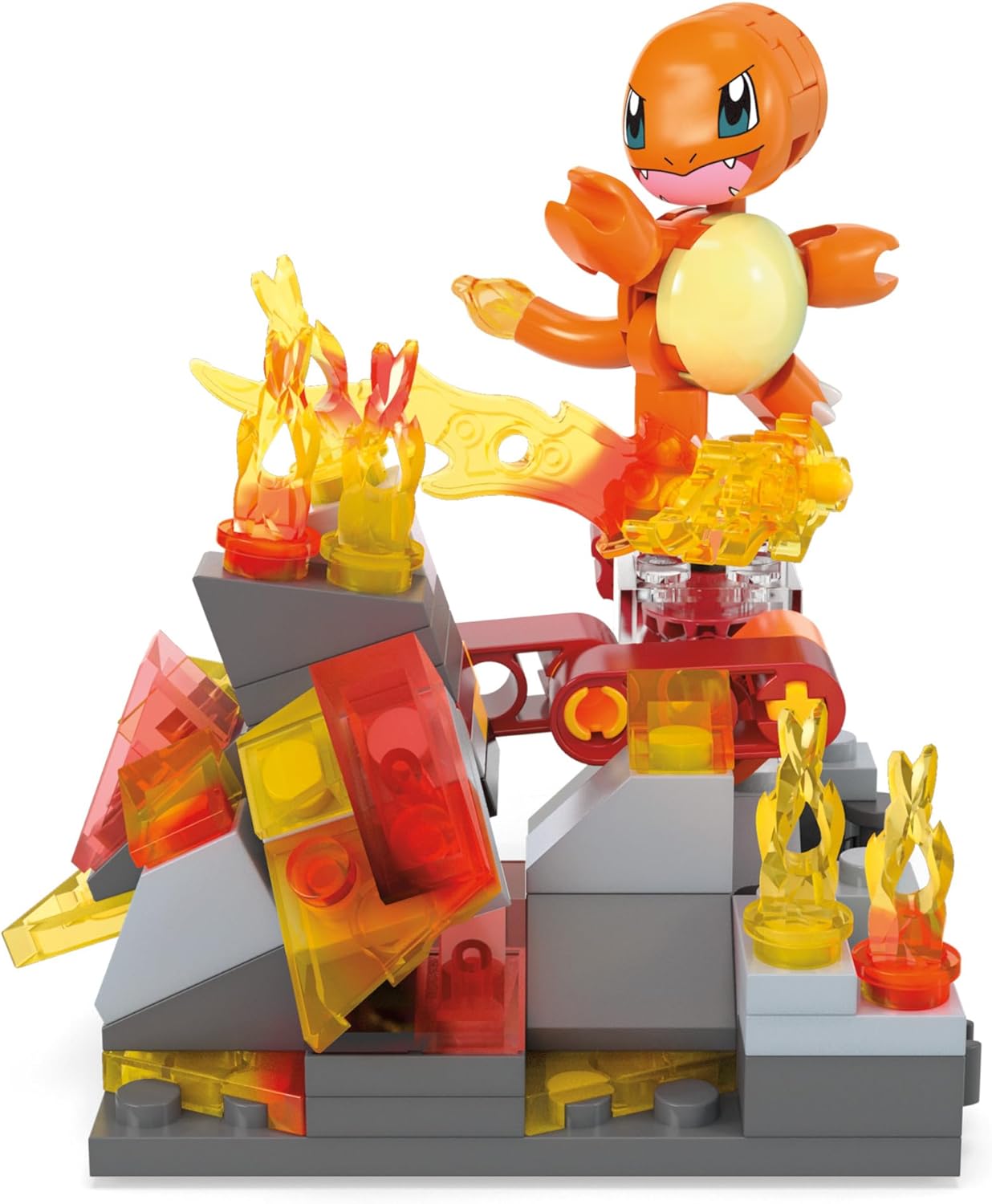 Mega Pokémon Building Toys Set Charmander’s Fire-Type Spin with 81 Pieces, 1 Poseable Character and Motion, for Kids