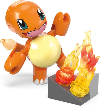 Mega Pokémon Building Toys Set Charmander’s Fire-Type Spin with 81 Pieces, 1 Poseable Character and Motion, for Kids