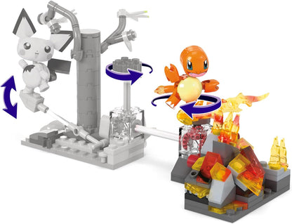 Mega Pokémon Building Toys Set Charmander’s Fire-Type Spin with 81 Pieces, 1 Poseable Character and Motion, for Kids