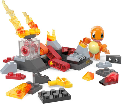 Mega Pokémon Building Toys Set Charmander’s Fire-Type Spin with 81 Pieces, 1 Poseable Character and Motion, for Kids
