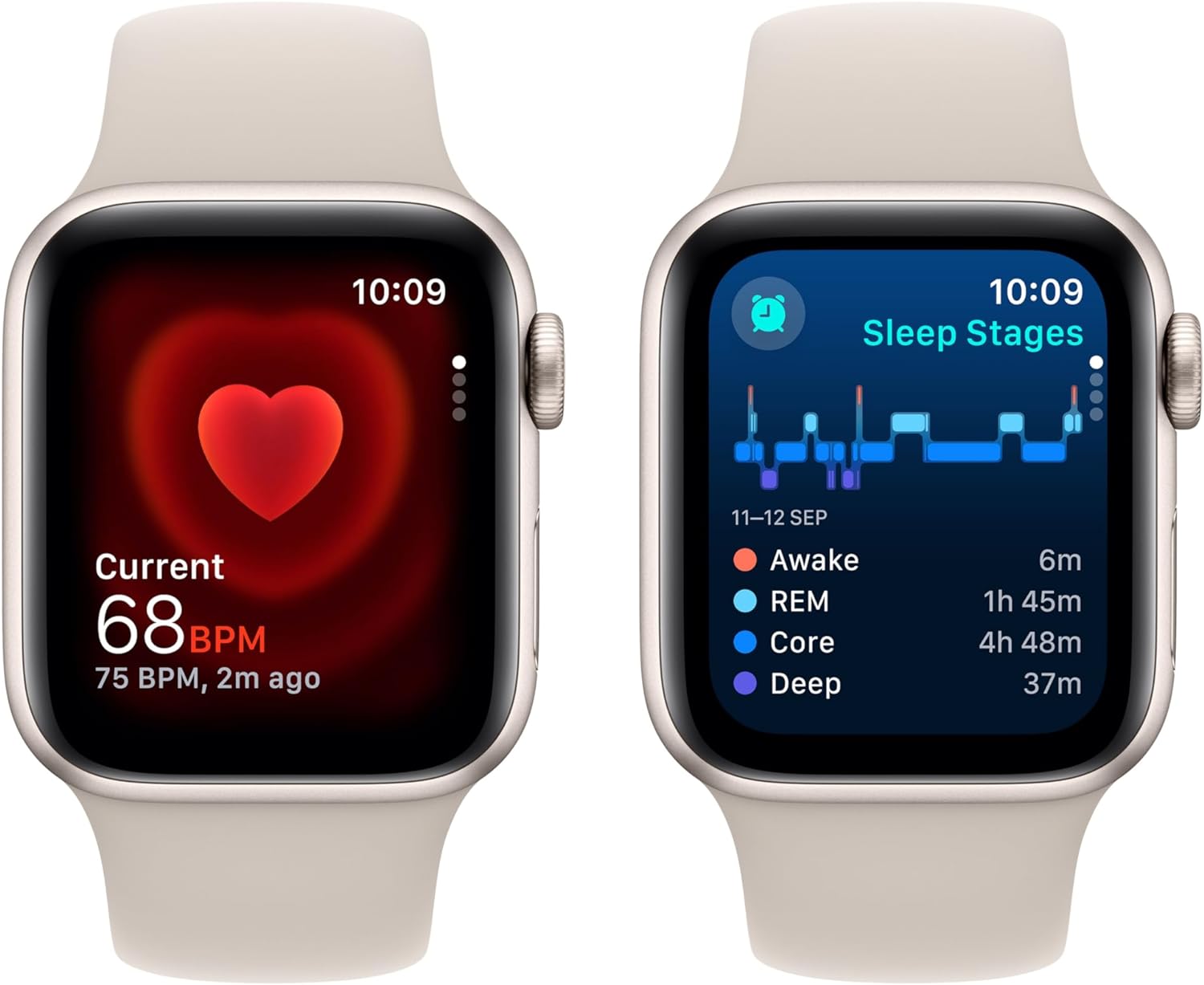 Apple Watch Se (Gps) - 2Nd Generation - 40 Mm - Starlight Aluminium - Smart Watch With Sport Band - Fluoroelastomer - St