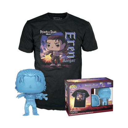 Funko Pop! & Tee: AOT - Eren Yaeger mit Marks - Extra Large - (XL) - Attack On Titan - T-Shirt - Kleidung mit Vinyl-Sammelfigur - Geschenkidee - Spielzeug und Kurzärmeliges Top Für Erwachsene Männer