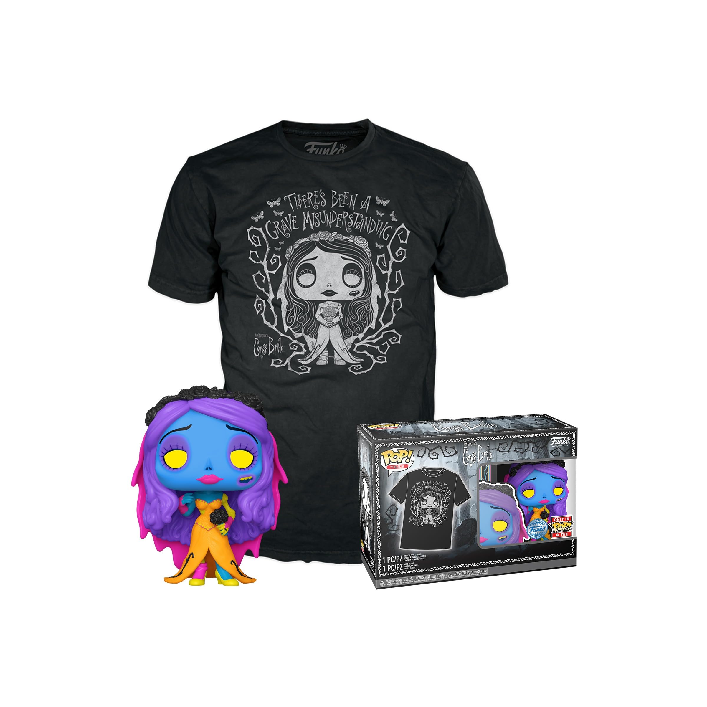 Funko POP! & Tee: Corpse Bride - Emily - Schwarzlicht - XL - The Corpse Bride - T-Shirt - Kleidung Mit Vinyl-Sammelfigur - Geschenkidee - Spielzeug Und Kurzärmeliges Top Für Erwachsene Männer
