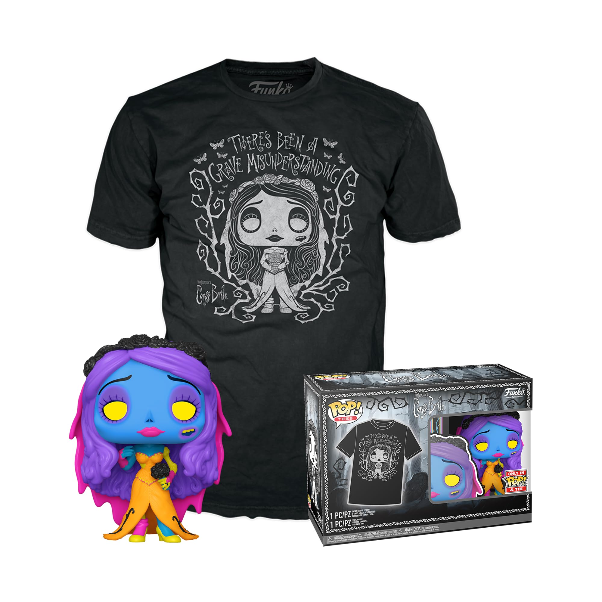 Funko POP! & Tee: Corpse Bride - Emily - Schwarzlicht - XL - The Corpse Bride - T-Shirt - Kleidung Mit Vinyl-Sammelfigur - Geschenkidee - Spielzeug Und Kurzärmeliges Top Für Erwachsene Männer