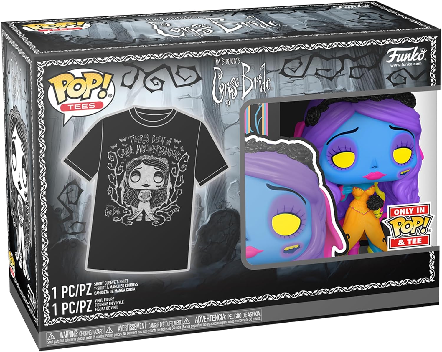 Funko POP! & Tee: Corpse Bride - Emily - Schwarzlicht - XL - The Corpse Bride - T-Shirt - Kleidung Mit Vinyl-Sammelfigur - Geschenkidee - Spielzeug Und Kurzärmeliges Top Für Erwachsene Männer