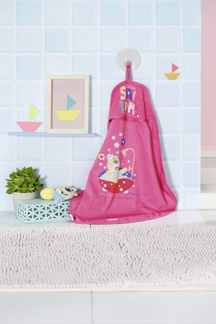 BABY Born 830635 Bath Hooded Towel Set Doll,Toy, Pink