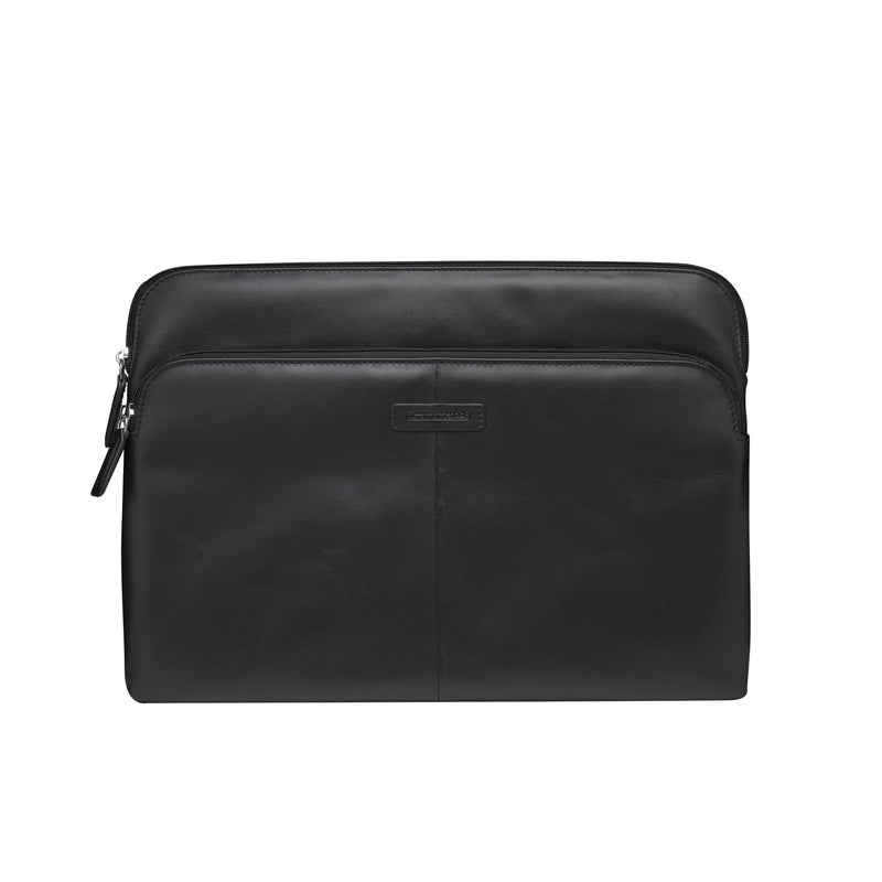 dbramante1928 - Skagen Pro+ Laptop Sleeve - Compatible With Macbook Pro(20)/Air(20) 13 - Made From Sustainably Sourced Full Grain Leather - Front Pocket For Extra Storage - Black - (2nd Gen