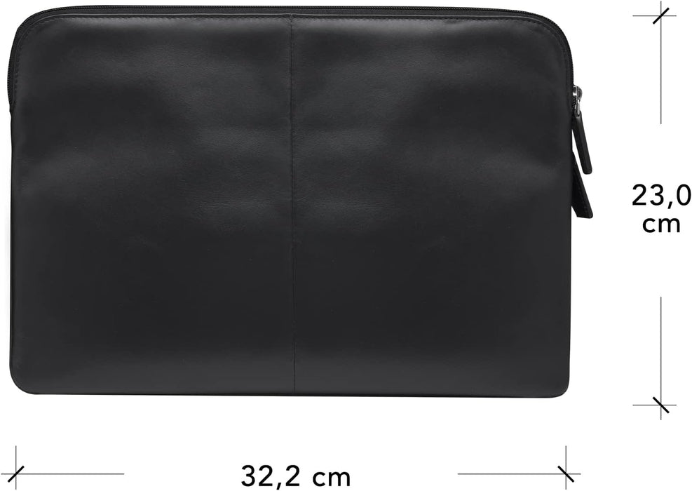 dbramante1928 - Skagen Pro+ Laptop Sleeve - Compatible With Macbook Pro(20)/Air(20) 13 - Made From Sustainably Sourced Full Grain Leather - Front Pocket For Extra Storage - Black - (2nd Gen