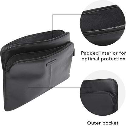dbramante1928 - Skagen Pro+ Laptop Sleeve - Compatible With Macbook Pro(20)/Air(20) 13 - Made From Sustainably Sourced Full Grain Leather - Front Pocket For Extra Storage - Black - (2nd Gen