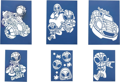 Disney - Marvel - Spidey and his Amazing Friends - Sprühstift-Set Batterie - Airbrush für Kinder - Malset mit Buntstiften und Malvorlagen