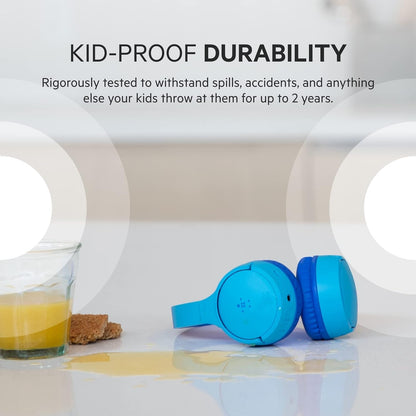 Belkin SoundForm Mini Kids Wireless Headphones with Built in Microphone, On Ear Headsets Girls and Boys For Online Learning, School, Travel Compatible with iPhones, iPads, Galaxy and more
