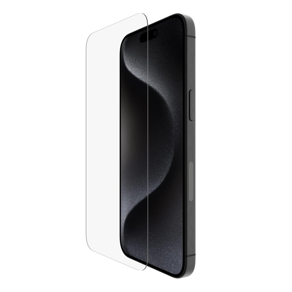 Belkin ScreenForce UltraGlass 2 Treated iPhone 15 Pro Max Screen Protector, Scratch-Resistant, 9H Hardness Tested Glass with Slim Design, Includes Easy Align Tray for Bubble-Free Application