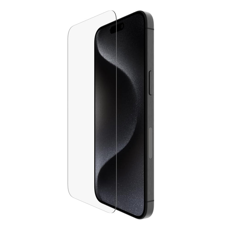 Belkin ScreenForce UltraGlass 2 Treated iPhone 15 Pro Max Screen Protector, Scratch-Resistant, 9H Hardness Tested Glass with Slim Design, Includes Easy Align Tray for Bubble-Free Application