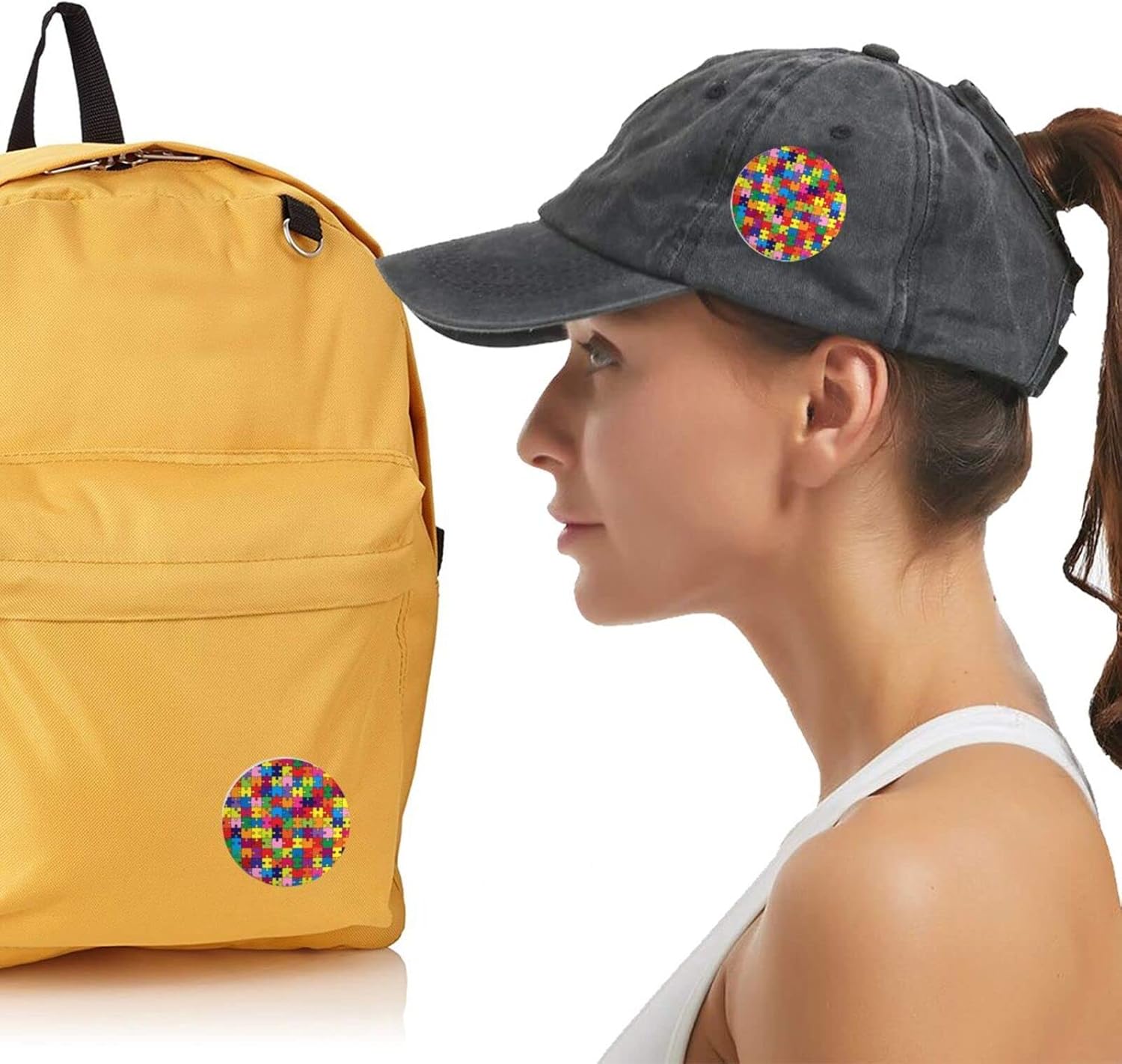 1 broche de conciencia de autismo mensual de hilado redondo, broche de ropa, broche de solapa, decoración del pecho, para mochila, sombrero, 1 pieza