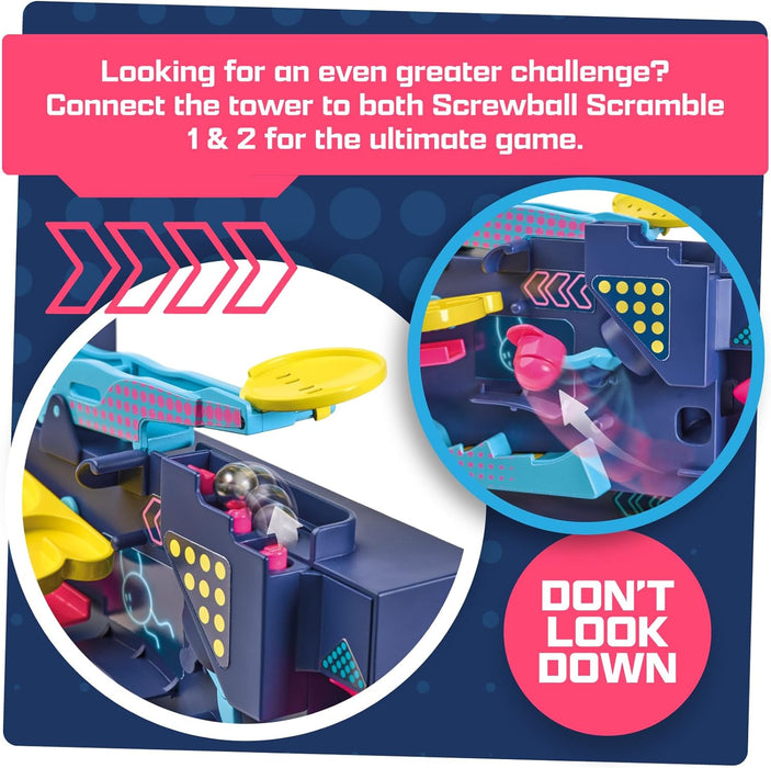 TOMY Games Screwball Scramble Level Up - Gravity Defying Vertical Obstacle Course Marble Run - Logic and Hand-eye Coordination Puzzle Games - Educational Toys for 5 Year Olds and Up