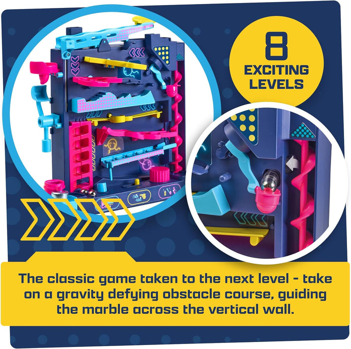 TOMY Games Screwball Scramble Level Up - Gravity Defying Vertical Obstacle Course Marble Run - Logic and Hand-eye Coordination Puzzle Games - Educational Toys for 5 Year Olds and Up