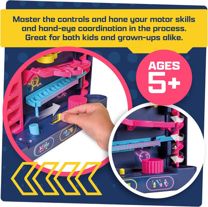 TOMY Games Screwball Scramble Level Up - Gravity Defying Vertical Obstacle Course Marble Run - Logic and Hand-eye Coordination Puzzle Games - Educational Toys for 5 Year Olds and Up