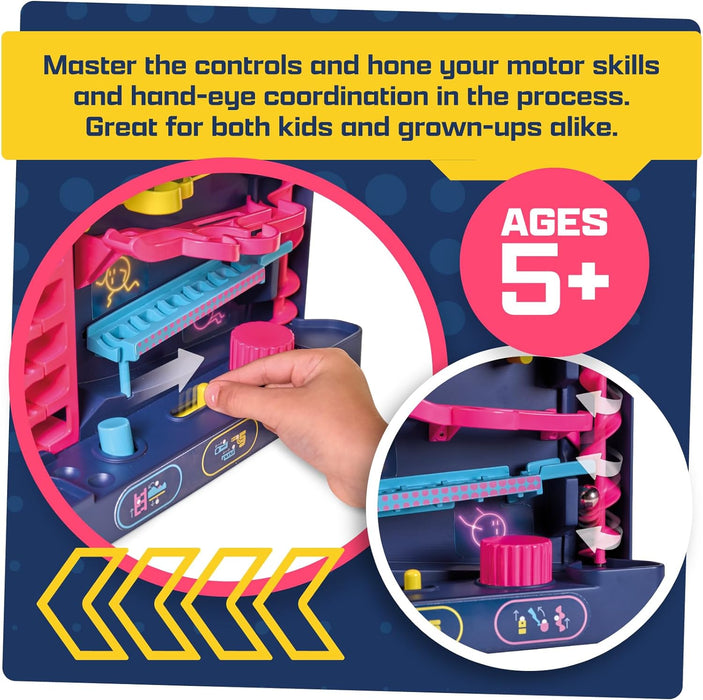 TOMY Games Screwball Scramble Level Up - Gravity Defying Vertical Obstacle Course Marble Run - Logic and Hand-eye Coordination Puzzle Games - Educational Toys for 5 Year Olds and Up