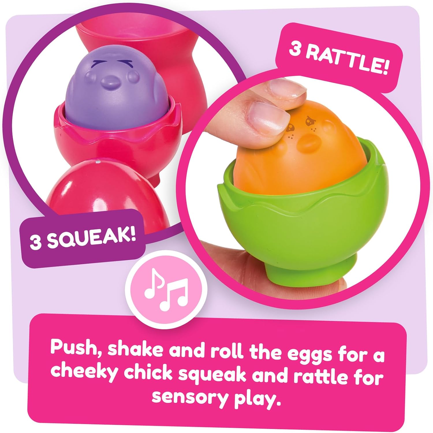 TOMY- Toomies Apiladores de Huevos Hide & Squeak, Multicolor, M (30693565