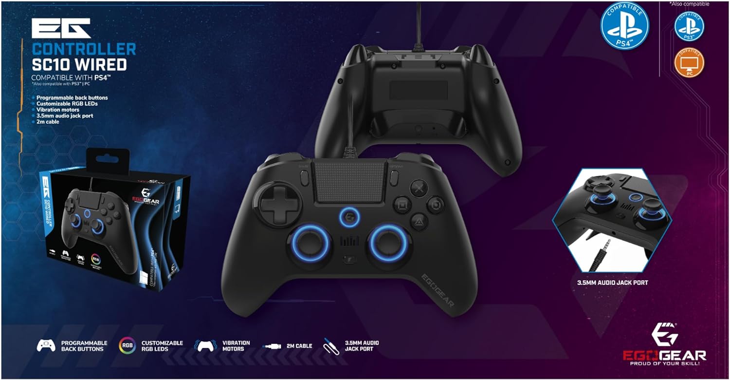 Egogear Sc10 Rgb Controller Black Ps4, Pc, Ps3