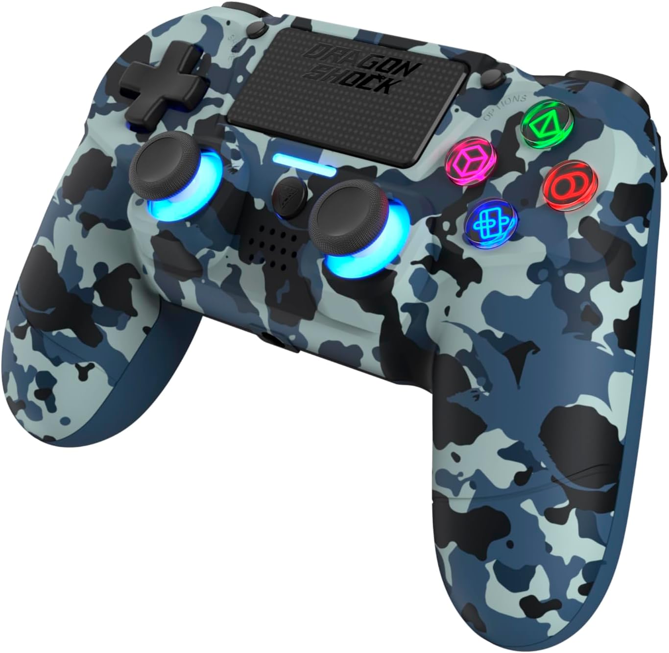 DragonShock - MIZAR BT Wireless Controller Blue Camouflage for PS4, PC and Mobile Phones