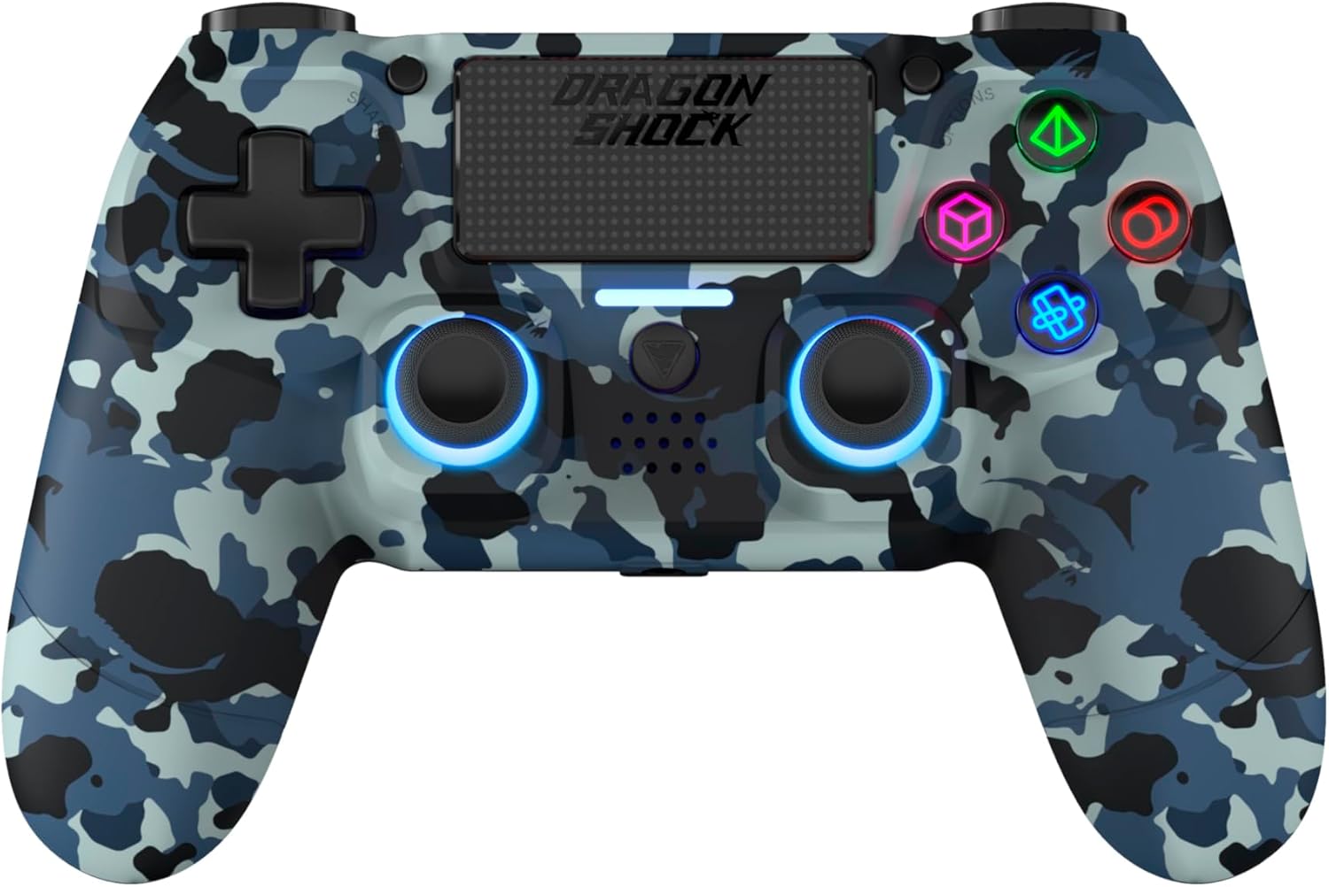 DragonShock - MIZAR BT Wireless Controller Blue Camouflage for PS4, PC and Mobile Phones