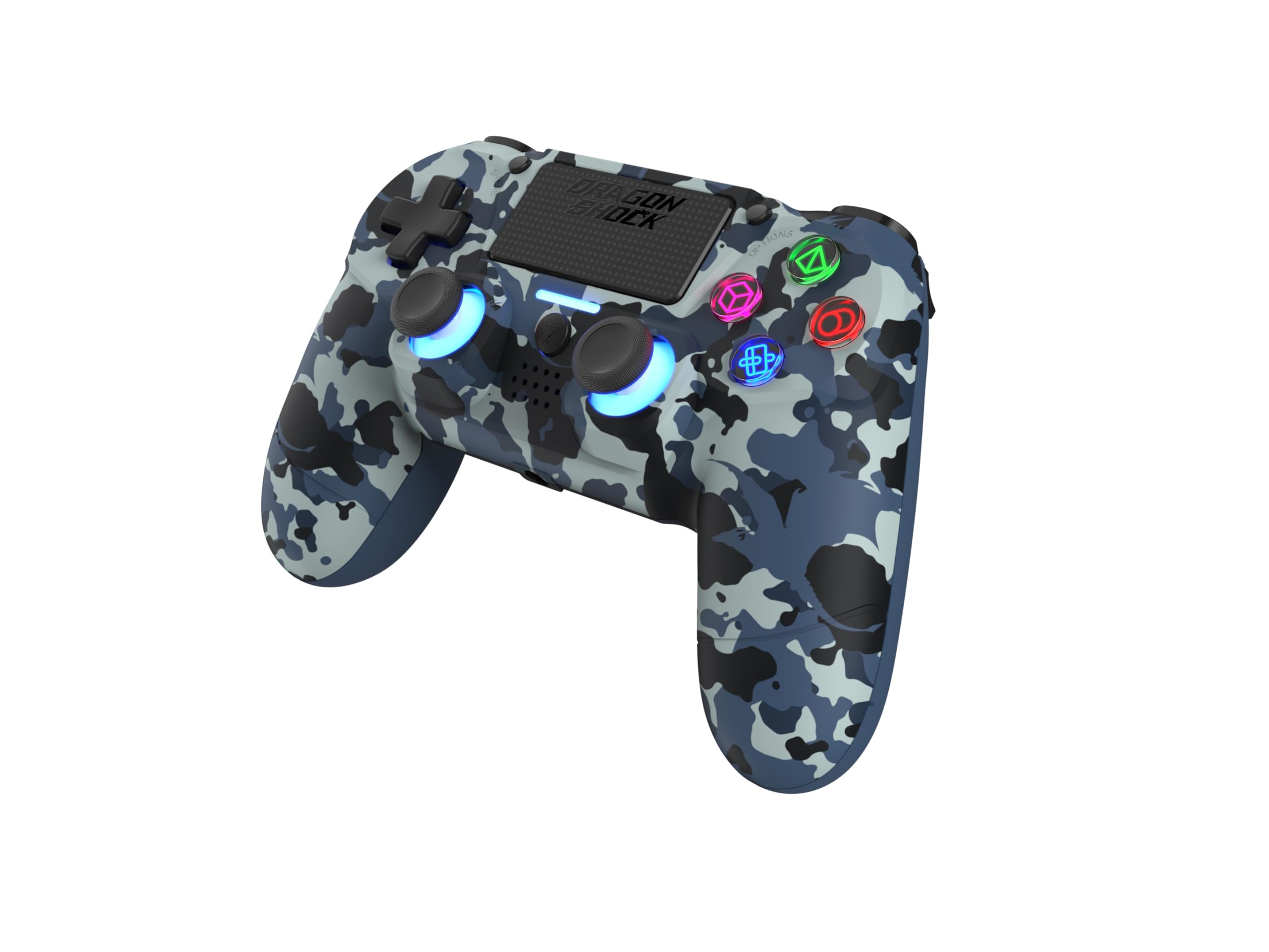DragonShock - MIZAR BT Wireless Controller Blue Camouflage for PS4, PC and Mobile Phones