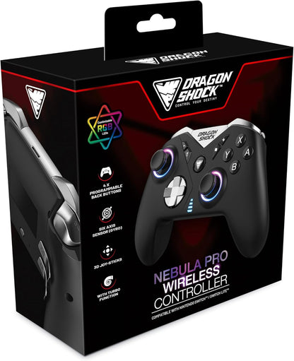 DragonShock - NEBULA PRO - Wireless Controller kompaltibel mit Nintendo Switch/Switch OLED und PC/Mobilgerät | Schwarz