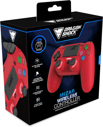DragonShock - MIZAR BT - Wireless Controller Red - Suitable for PS4, PC and Mobile