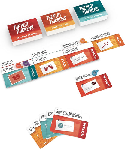 Bright Eye Games | The Plot Thickens: Detective Edition | Card Game | Ages 14+ | 3-4 Players | 20-60 Minutes Playing Time