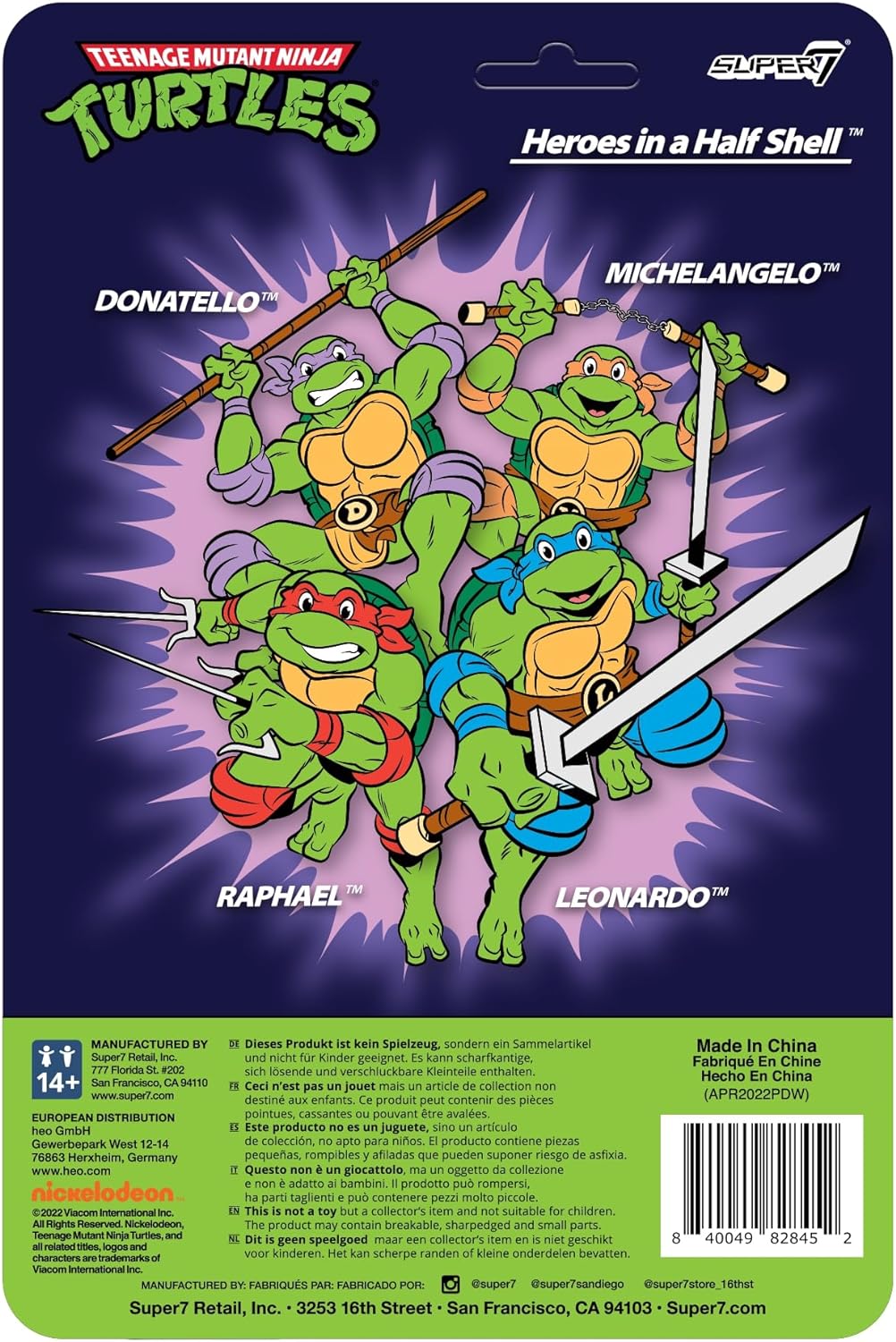 Super7 Teenage Mutant Ninja Turtles Donatello - 3.75" TMNT Action Figure with Accessories Classic Cartoon Collectibles and Retro Toys