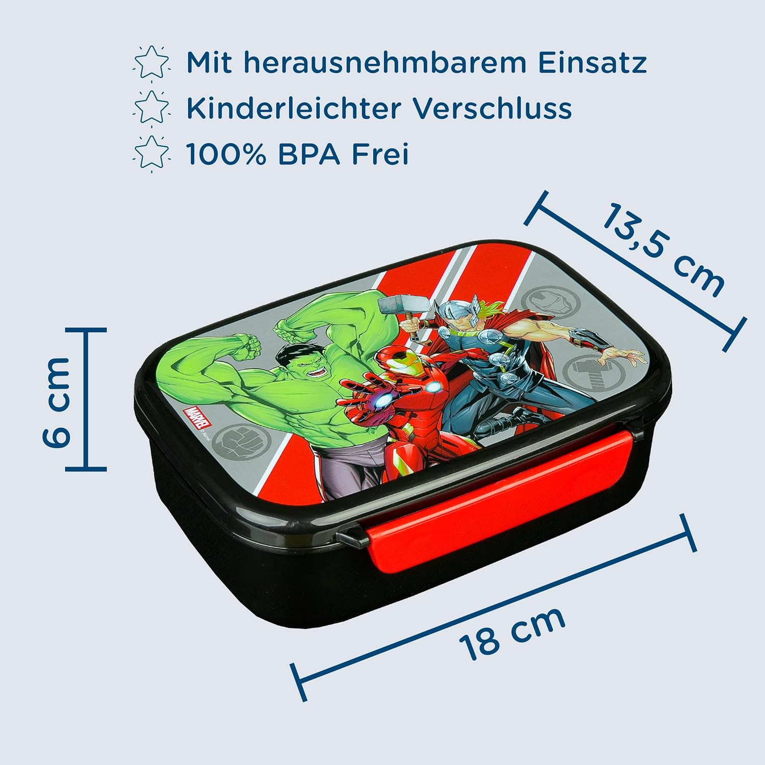Scooli AVFR9903 Avengers Lunch Box, Plastic, red, Black