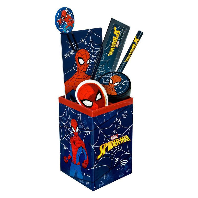 Undercover Marvel Spiderman SPMA5523 Pen Holder with Lots of Accessories I Organiser 7 Pieces I Pen Holder