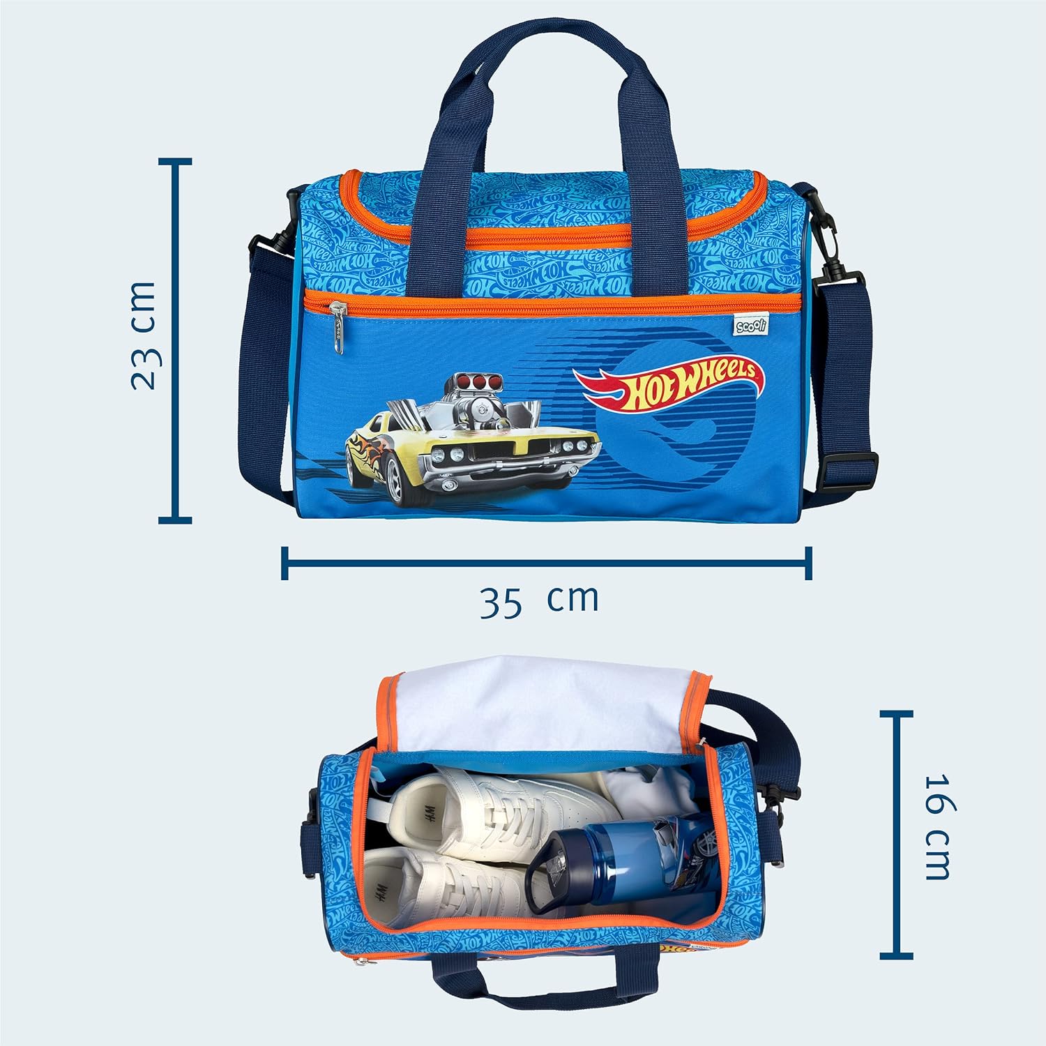 Undercover Hot Wheels Sports Bag for Boys 10 L Small Travel Bag and Children's Bag with Removable and Adjustable Shoulder Strap Cars Design Optionally Personalised with Name, blue, Sports bag