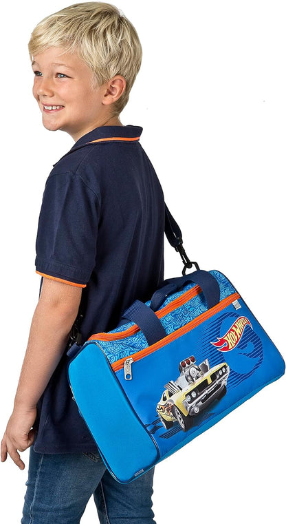 Undercover Hot Wheels Sports Bag for Boys 10 L Small Travel Bag and Children's Bag with Removable and Adjustable Shoulder Strap Cars Design Optionally Personalised with Name, blue, Sports bag