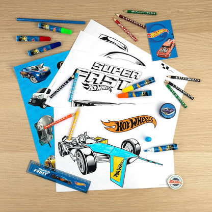 Undercover- Hot Wheels Torre de pintura y escritura de 35 piezas, Multicolor (HWES2255