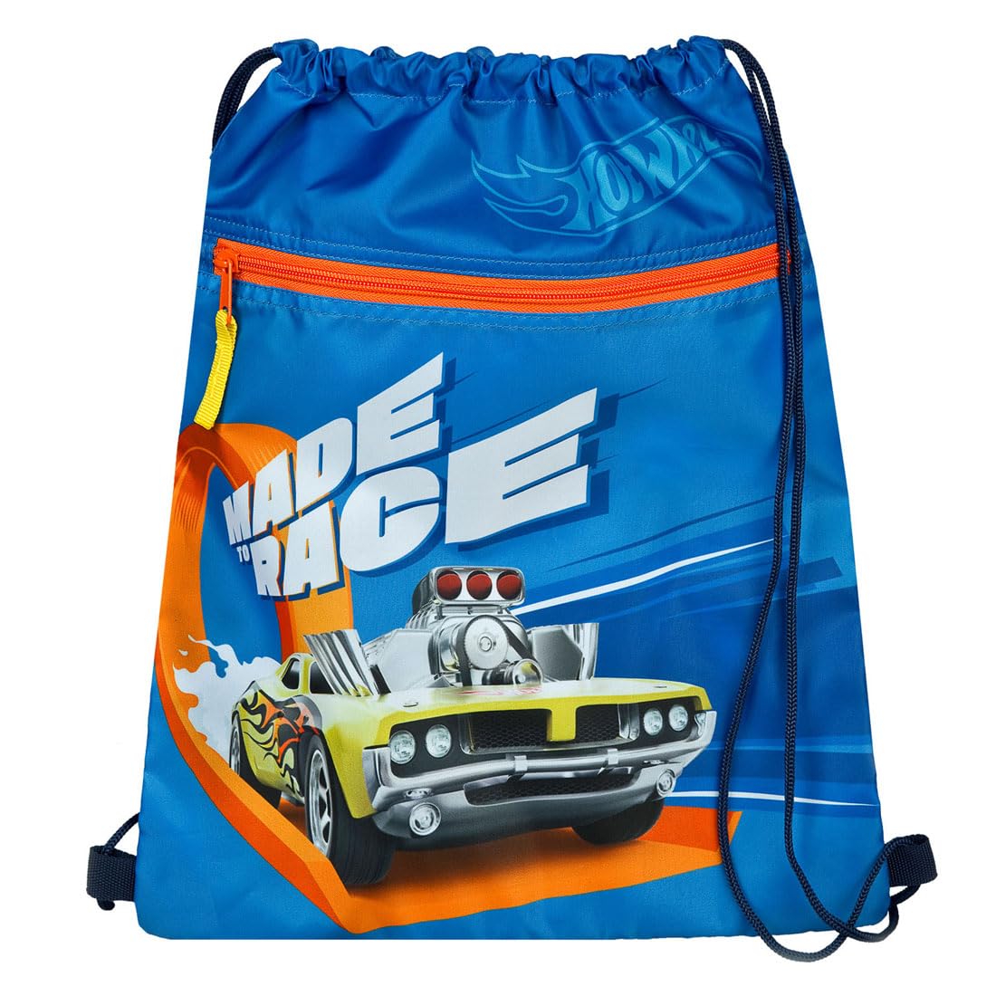 Undercover Hot Wheels Safety Lock Gym Bag with Zip Pocket 12.5" x 16.5" - Blue, blue
