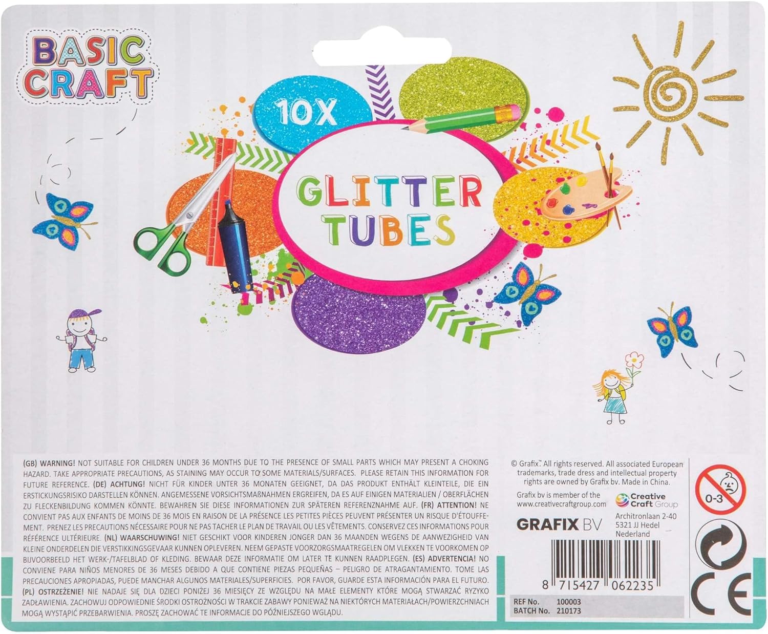 Grafix Glitter Tubes Decoration Set 10 Colours