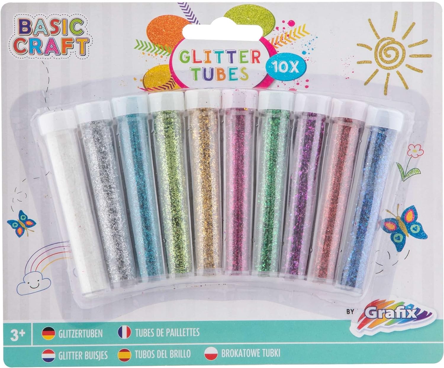 Grafix Glitter Tubes Decoration Set 10 Colours