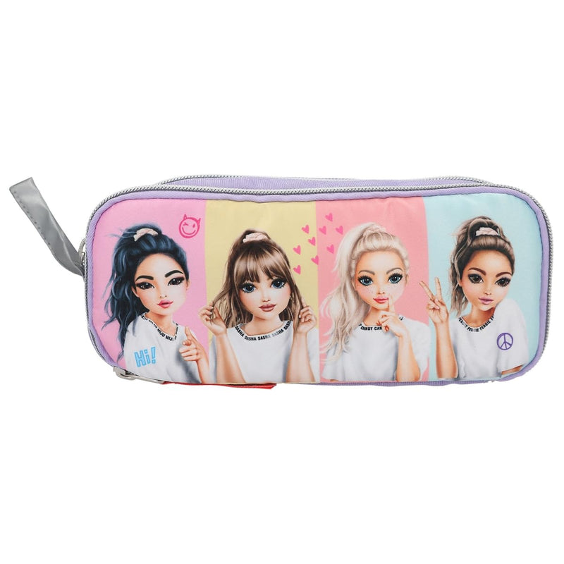 Depesche 12593 TOPModel Snap Shots-Pencil Case with 4 Compartments with Insert Loops and a Mesh Pocket on the Back