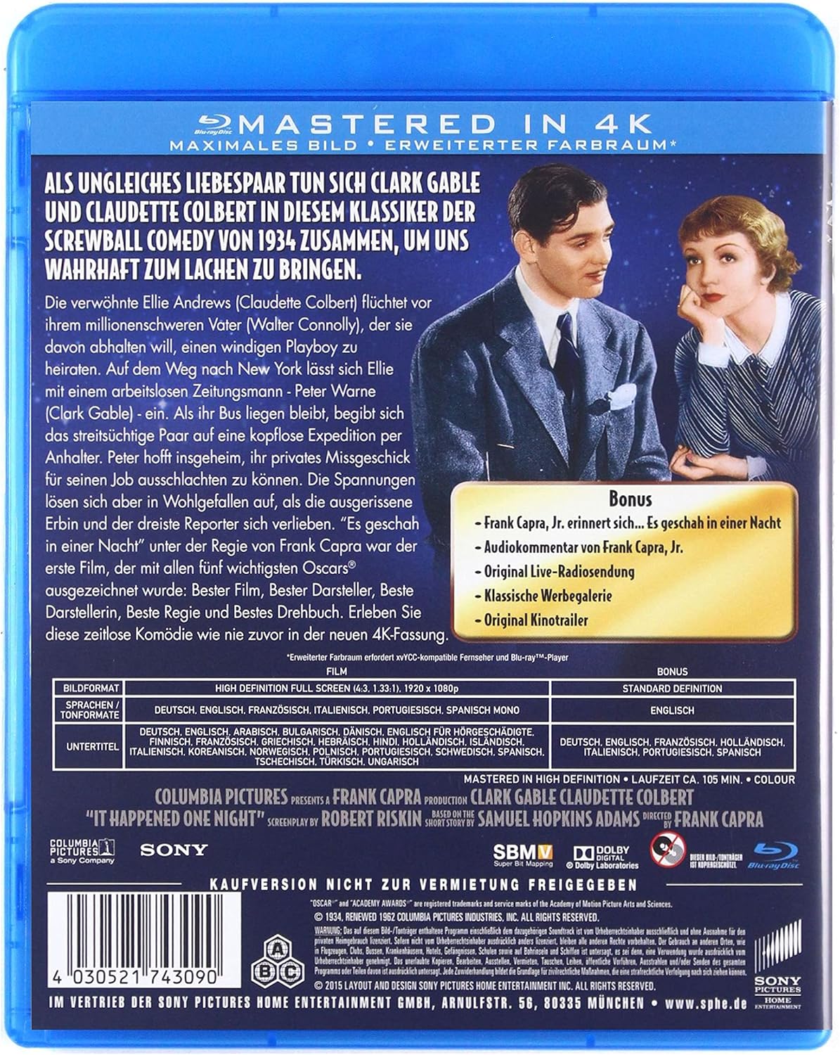 Es geschah in einer Nacht (Blu-ray