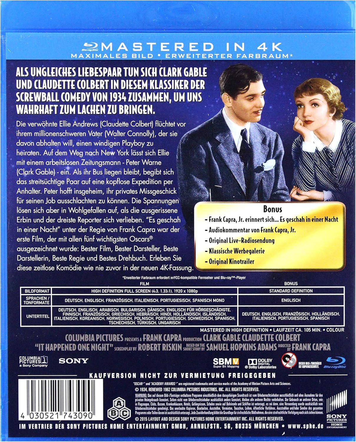 Es geschah in einer Nacht (Blu-ray